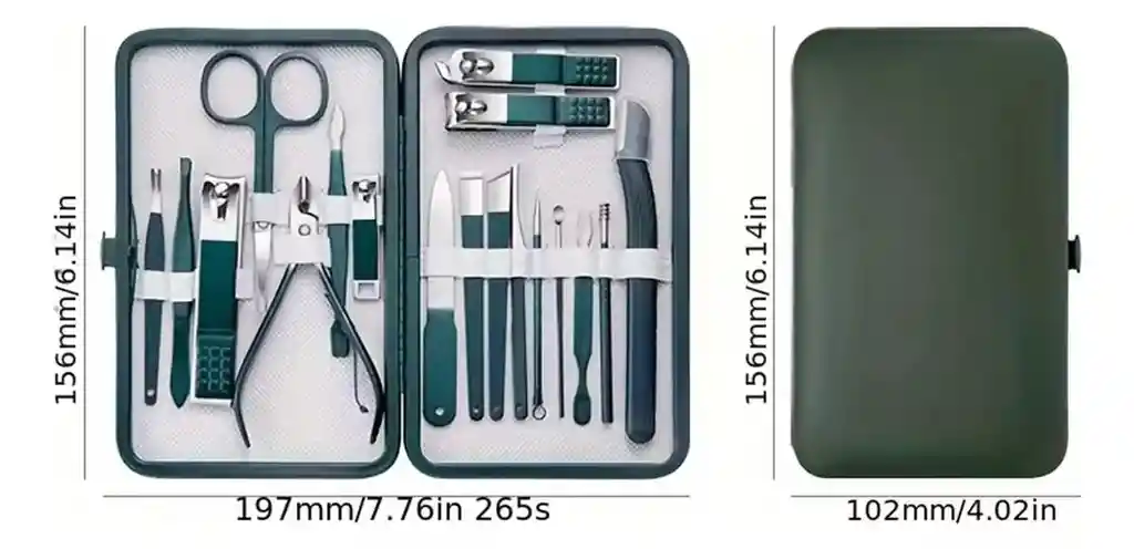 Kit Manicure Pedicure Estuche Cortauñas X18 Piezas Viaje