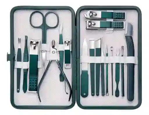 Kit Manicure Pedicure Estuche Cortauñas X18 Piezas Viaje