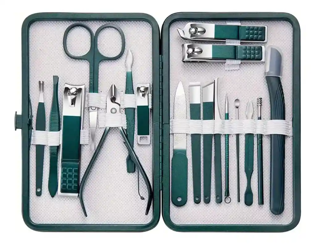 Kit Manicure Pedicure Estuche Cortauñas X18 Piezas Viaje