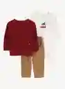 Conjunto 3 Piezas Cardigan Rojo - Multicolor / 0 Meses