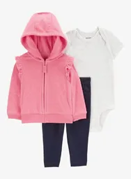 Conjunto 3 Piezas Chaqueta Rosa - Multicolor / 3 Meses