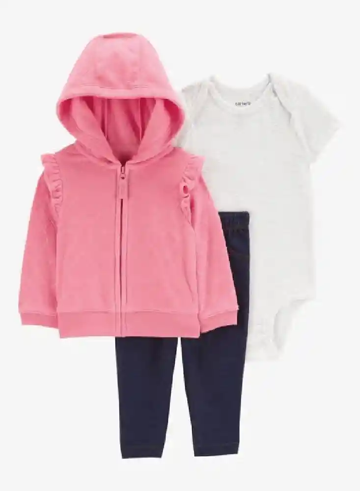 Conjunto 3 Piezas Chaqueta Rosa - Multicolor / 3 Meses