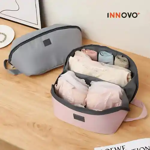 Combo Mochila Viajera + Organizador De Ropa Interior + Organizador Maquillaje Cosmetiquera Rosa