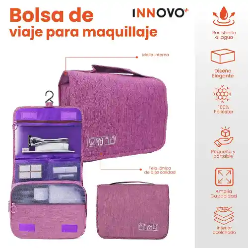 Combo Mochila Viajera + Organizador De Ropa Interior + Organizador Maquillaje Cosmetiquera Rosa