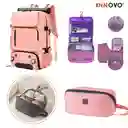 Combo Mochila Viajera + Organizador De Ropa Interior + Organizador Maquillaje Cosmetiquera Rosa