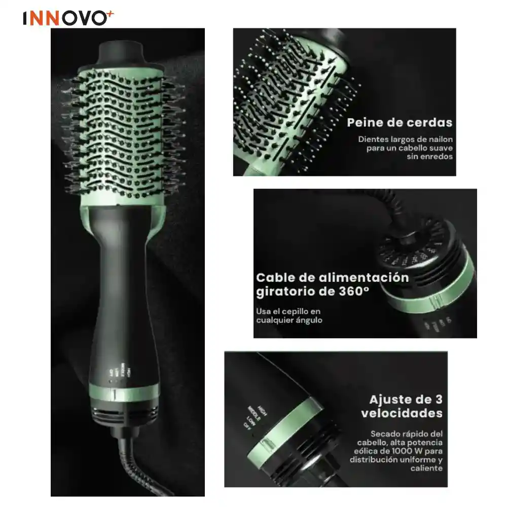 Tri Combo Hair Avocado Cepillo Secador + Plancha Cabello + Rizadora Tubo + Obsequio Toalla Microfibra Cabello