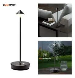 Lámpara Táctil De Mesa Pico Metálica De Lujo Recargable 3 Tonos Led Home Negra