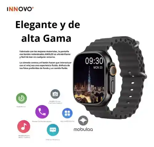 Reloj Smartwatch H9 Ultra Plus Amoled 7 Pulsos Negros Alta Gama Sport Notificaciones Innovo Tech