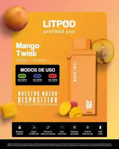 Lit Pod Mango Twist 15k Puff (no Incluye Bateria)