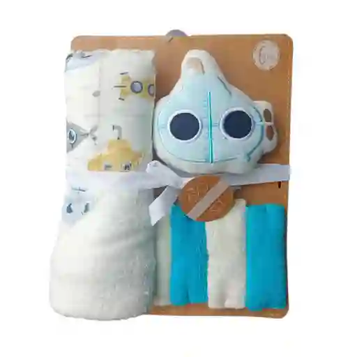 Kit De Baño Submarino 6pz Con Toalla Con Capucha Y Babitas, Set De Toalla Con Capucha, Paquete De 4 Babitas Para Bebé, Una Esponja Con Diseño Animado
