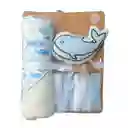 Kit De Baño Tiburón 6pz Con Toalla Con Capucha Y Babitas, Set De Toalla Con Capucha, Paquete De 4 Babitas Para Bebé, Una Esponja Con Diseño Animado