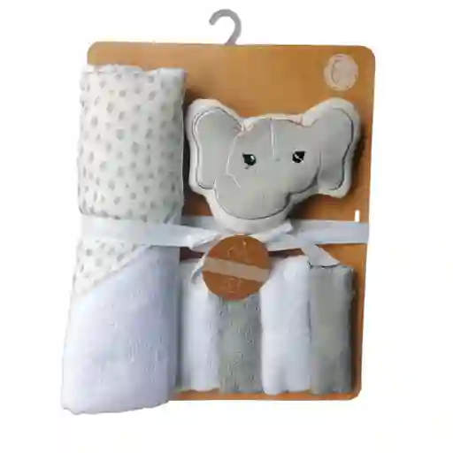 Kit De Baño Elefante Niña 6pz Con Toalla Con Capucha Y Babitas, Set De Toalla Con Capucha, Paquete De 4 Babitas Para Bebé, Una Esponja Con Diseño Animado
