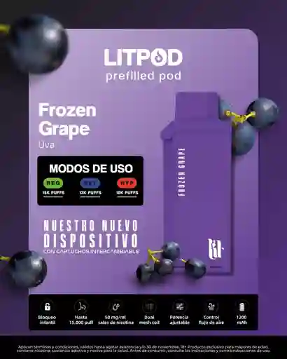 Lit Pod Frozen Grape 15k Puff (no Incluye Bateria)