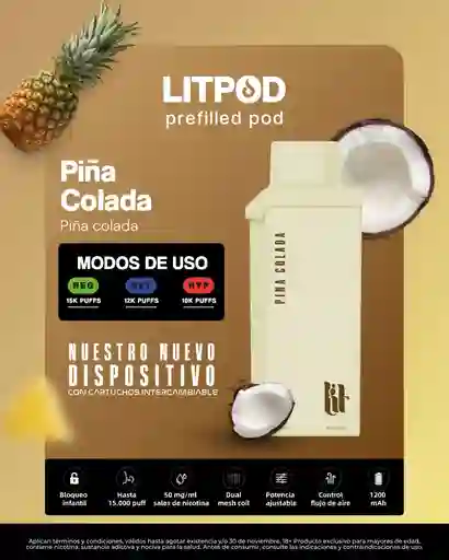 Lit Pod Piña Colada 15k Puff (no Incluye Bateria)