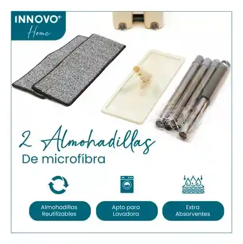 Trapero Plano Con Balde Escurridor Doble Compartimiento Beige 2 Mopas Innovo Home