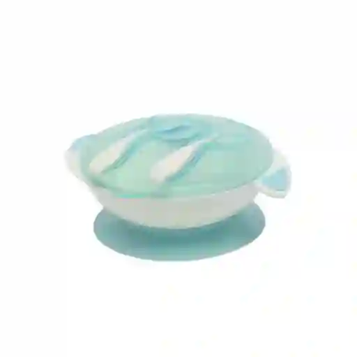 Set De Vajilla Celeste Que Incluye Cubiertos Y Tapa, Con Base De Succión, Desmontable Para Facilitar Su Limpieza, Tapa Para Guardar Los Cubiertos - Mumlove