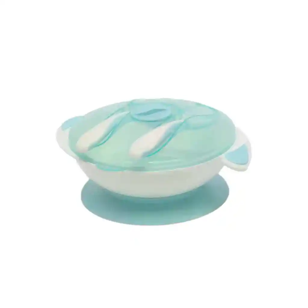 Set De Vajilla Celeste Que Incluye Cubiertos Y Tapa, Con Base De Succión, Desmontable Para Facilitar Su Limpieza, Tapa Para Guardar Los Cubiertos - Mumlove