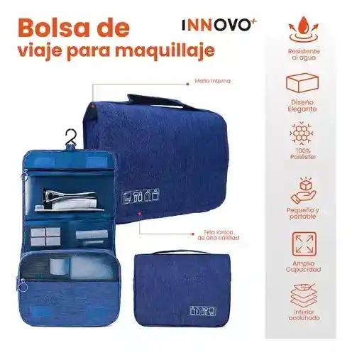 Organizador Cosmetiquera De Maquillaje Impermeable Azul Para Bolsos Innovo Home