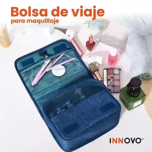 Organizador Cosmetiquera De Maquillaje Impermeable Azul Para Bolsos Innovo Home