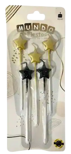 Vela Figura X5 Estrella Dorado-negro
