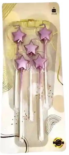 Vela Figura X5 Estrella Rosado