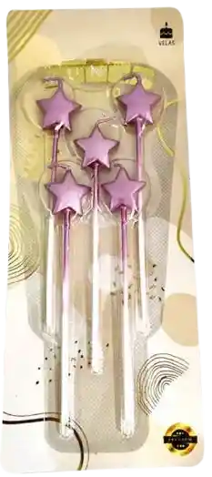 Vela Figura X5 Estrella Rosado