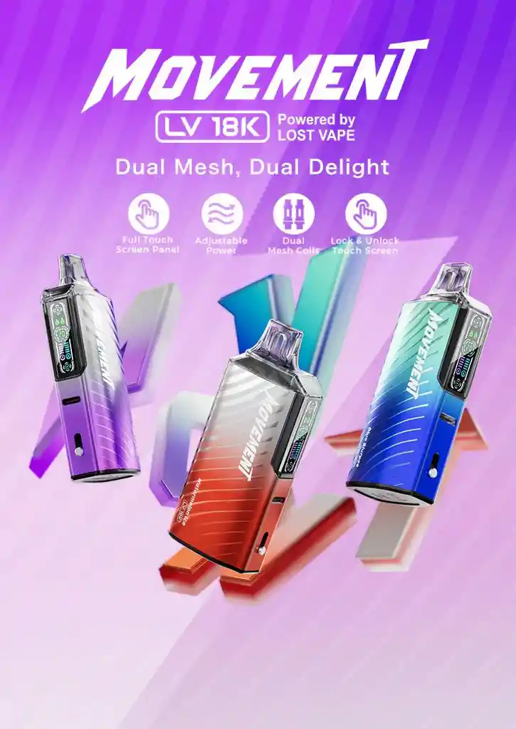 Vaper Movement Lv 18000 - Strawberry Kiwi Rojo Verde Nuevo