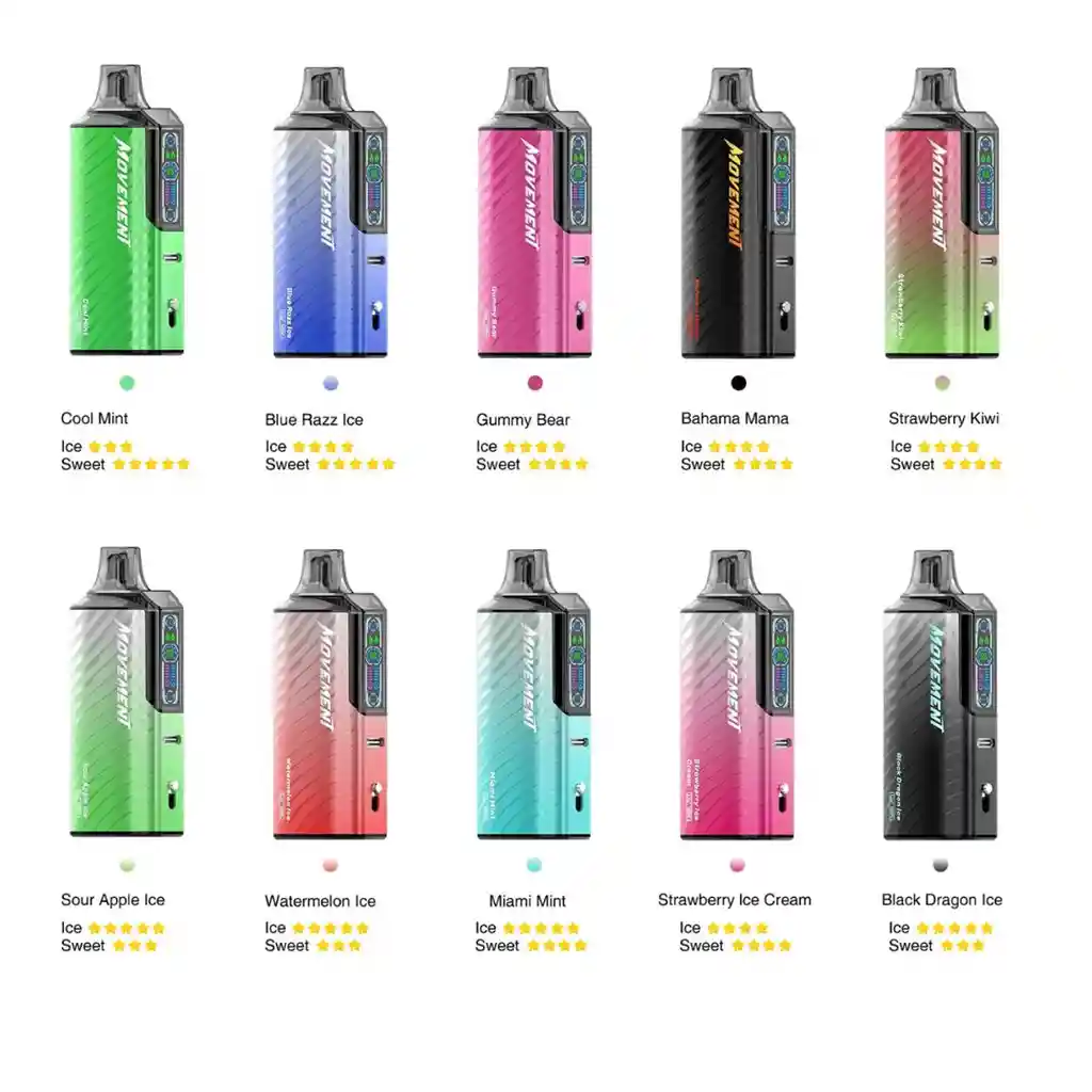 Vaper Movement Lv 18000 - Strawberry Kiwi Rojo Verde Nuevo