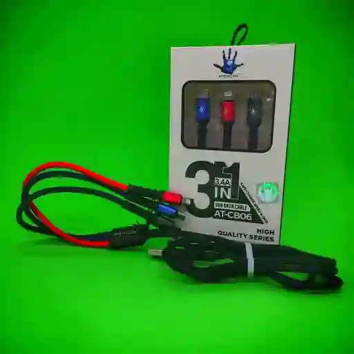Cable Pulpo American Carga Rápida De 3.4a 3 Salidas V8, Tipo C Y Lightning