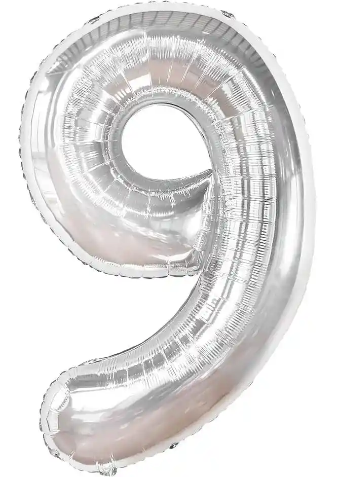 Globo Metalizado Número 9 Plata 32 Pulgadas