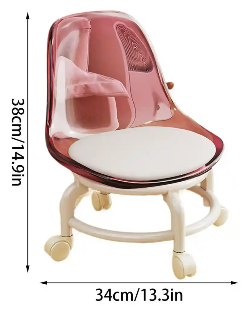 Silla Taburete Con Ruedas Scoot Stool Taburete De Maquillaje Rosa