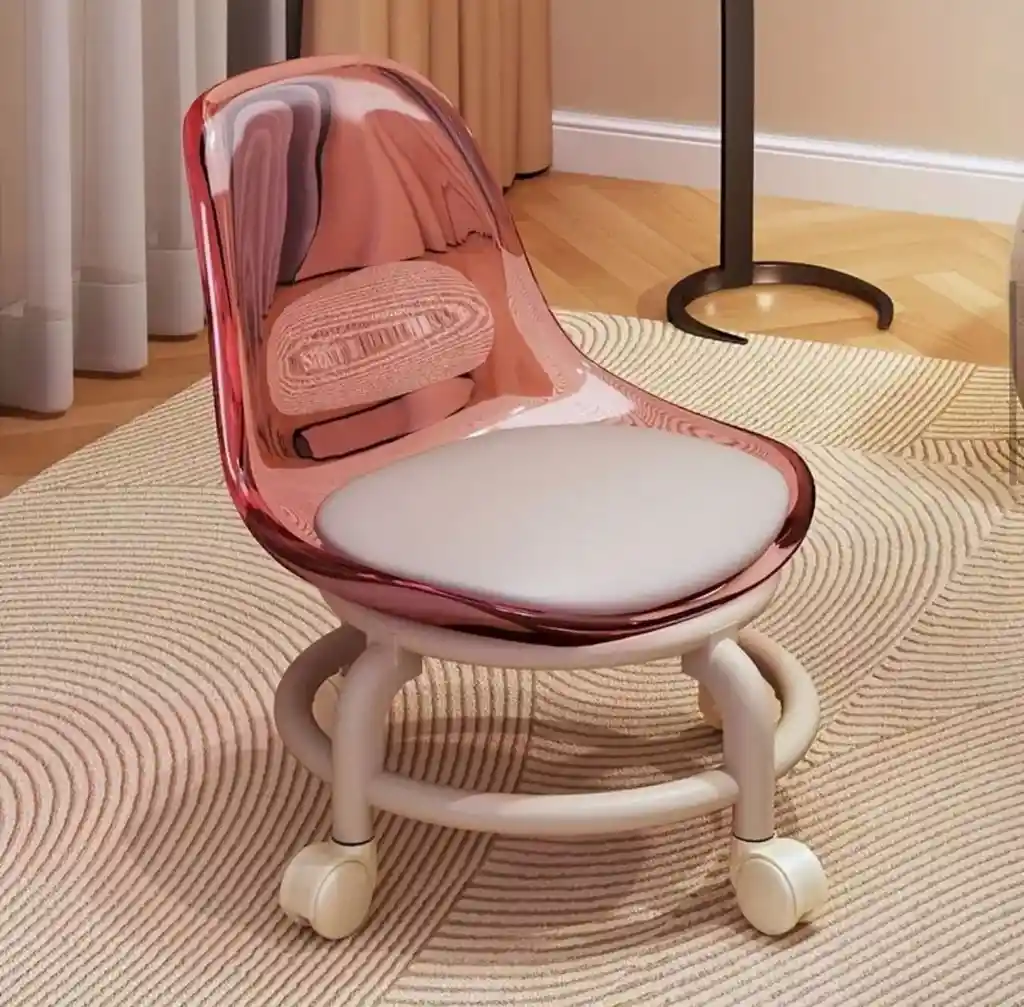 Silla Taburete Con Ruedas Scoot Stool Taburete De Maquillaje Rosa