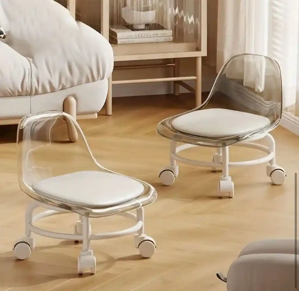 Silla Taburete Con Ruedas Scoot Stool Taburete De Maquillaje Rosa