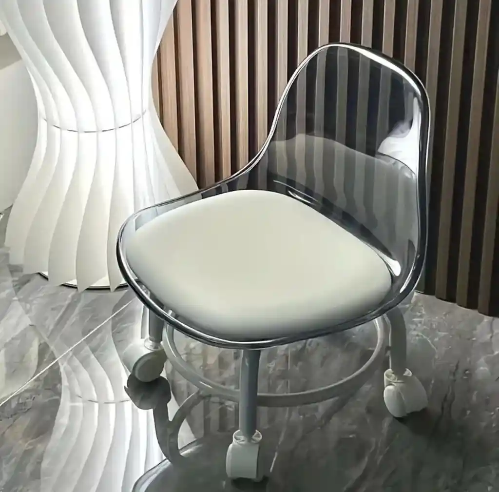 Silla Taburete Con Ruedas Scoot Stool Taburete De Maquillaje Rosa