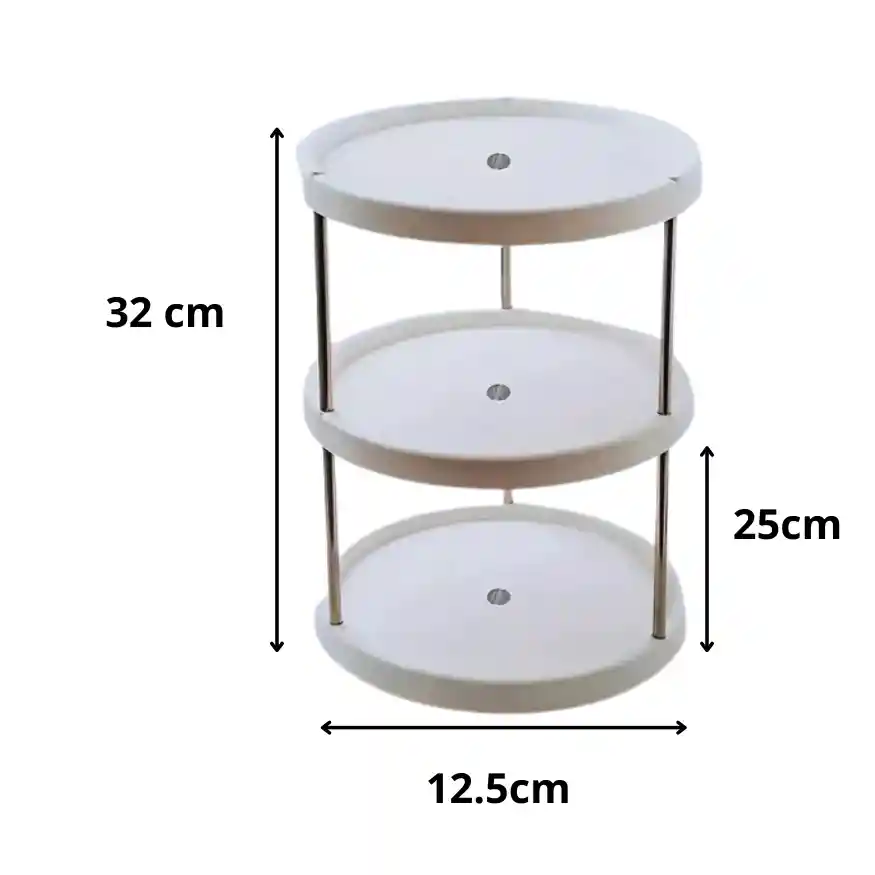 Organizador Estante De 3 Niveles Cicular Acero Inoxidable Blanco