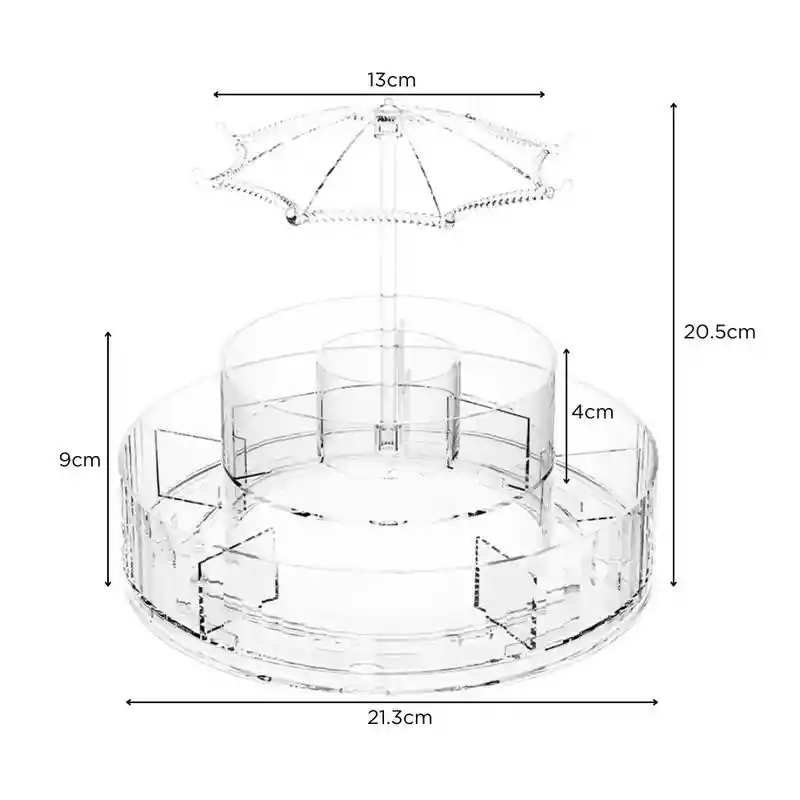 Organizador De Maquillaje Giratorio 360° Diseño Sombrilla
