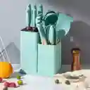 Set X19 Utensilios Cuchillos Para Cocina Con Tabla Para Picar Verde
