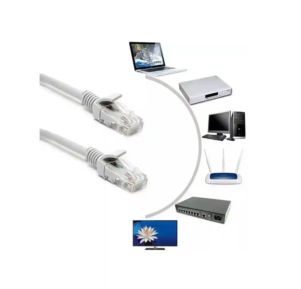 Cable De Red Utp Categoria 6 Blanco De 3 Metros