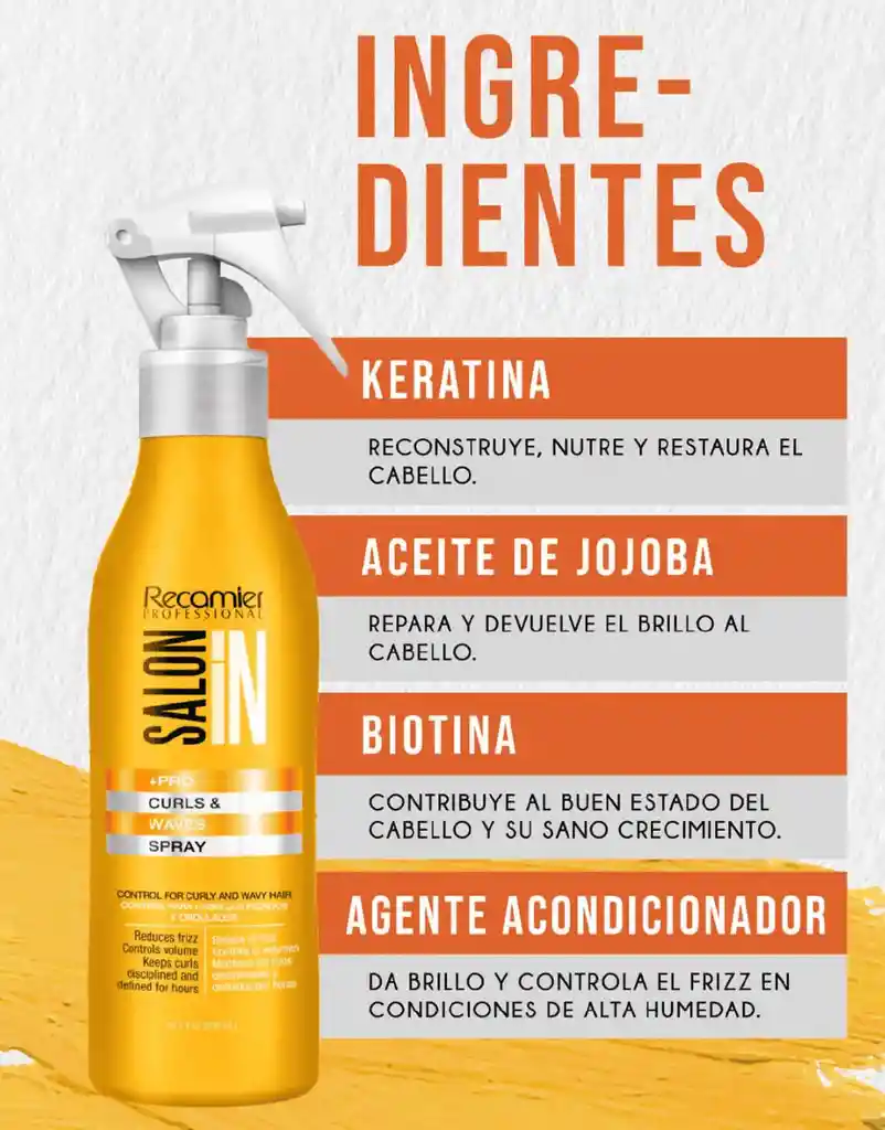 Spray Para Rizos Curls Y Waves Salon In 300ml Recamier