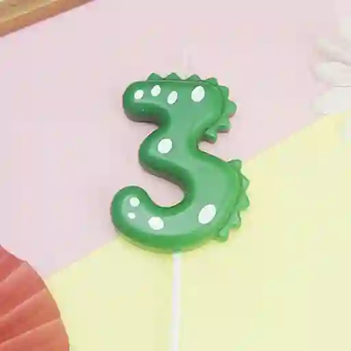 Vela De Cumpleaños De Dinosaurio Número 3