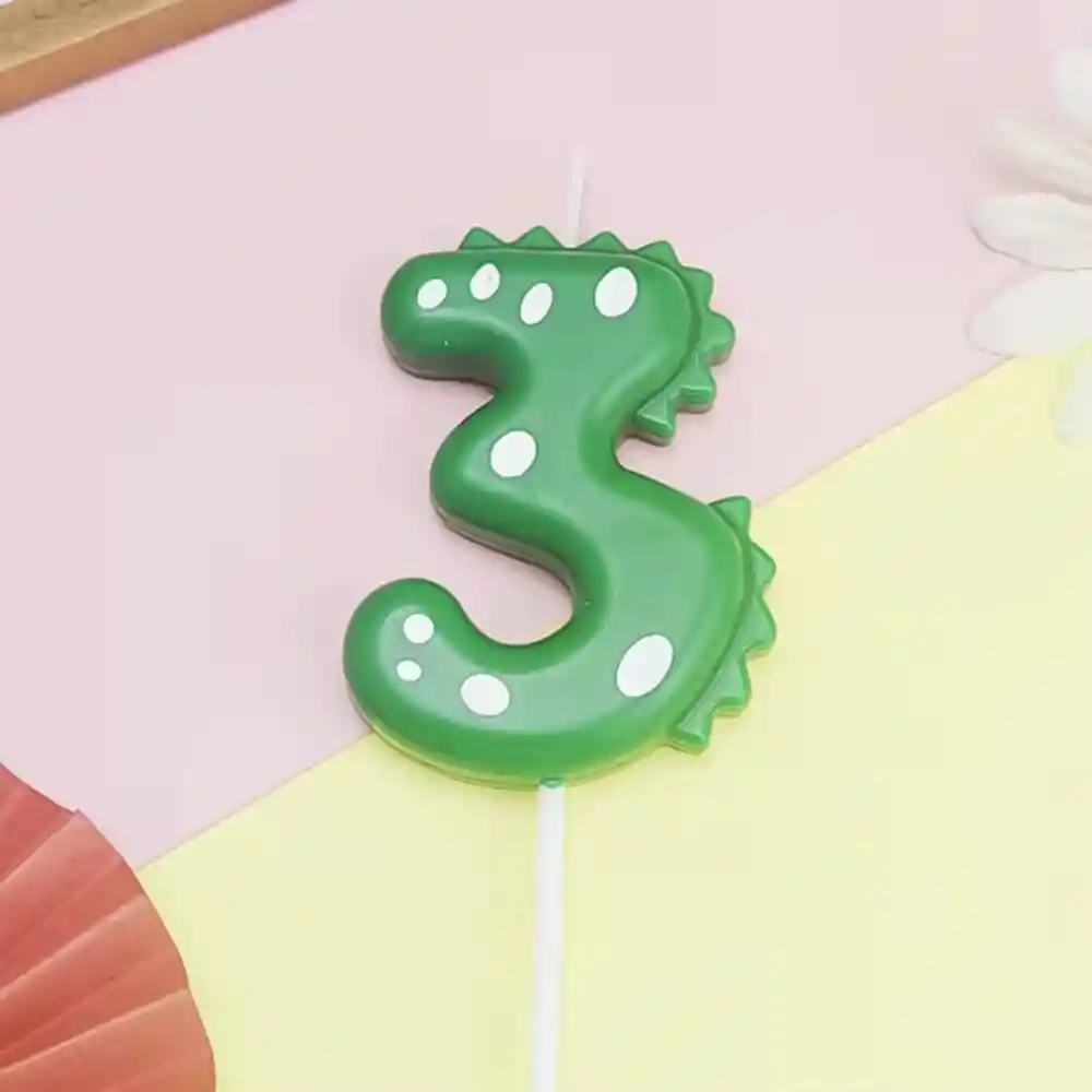 Vela De Cumpleaños De Dinosaurio Número 3