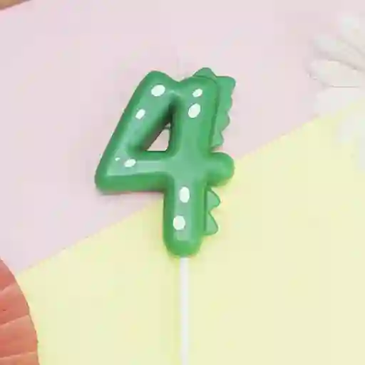 Vela De Cumpleaños De Dinosaurio Número 4