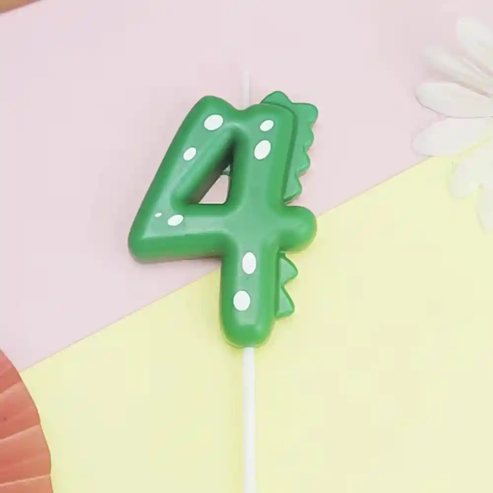 Vela De Cumpleaños De Dinosaurio Número 4