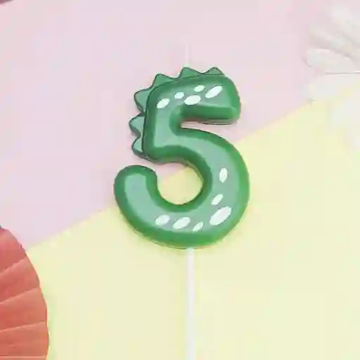 Vela De Cumpleaños De Dinosaurio Número 5