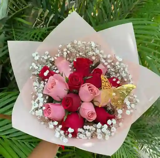 Flores Rojas Y Rosadas - Bouquet Encanto Rosa Rosas