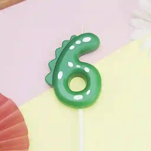 Vela De Cumpleaños De Dinosaurio Número 6
