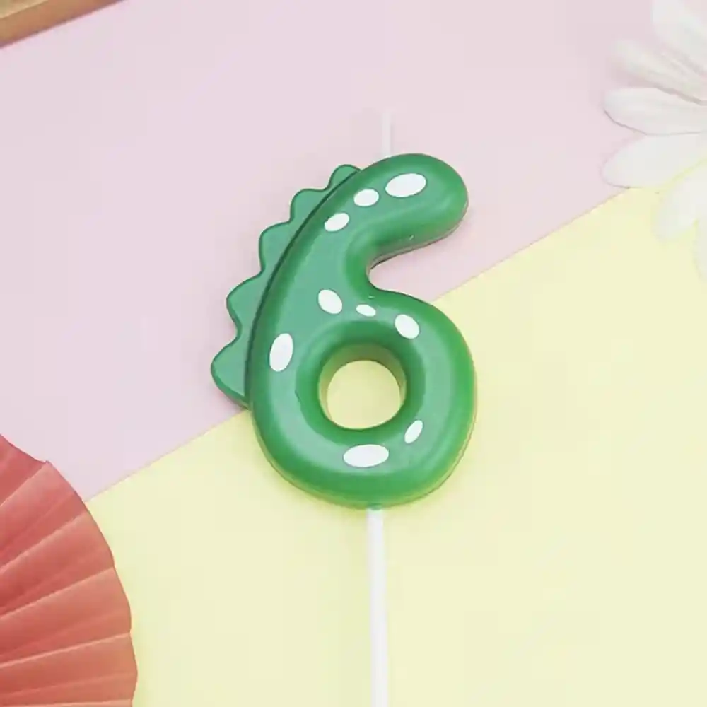 Vela De Cumpleaños De Dinosaurio Número 6