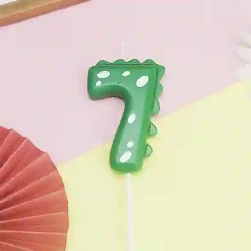 Vela De Cumpleaños De Dinosaurio Número 7