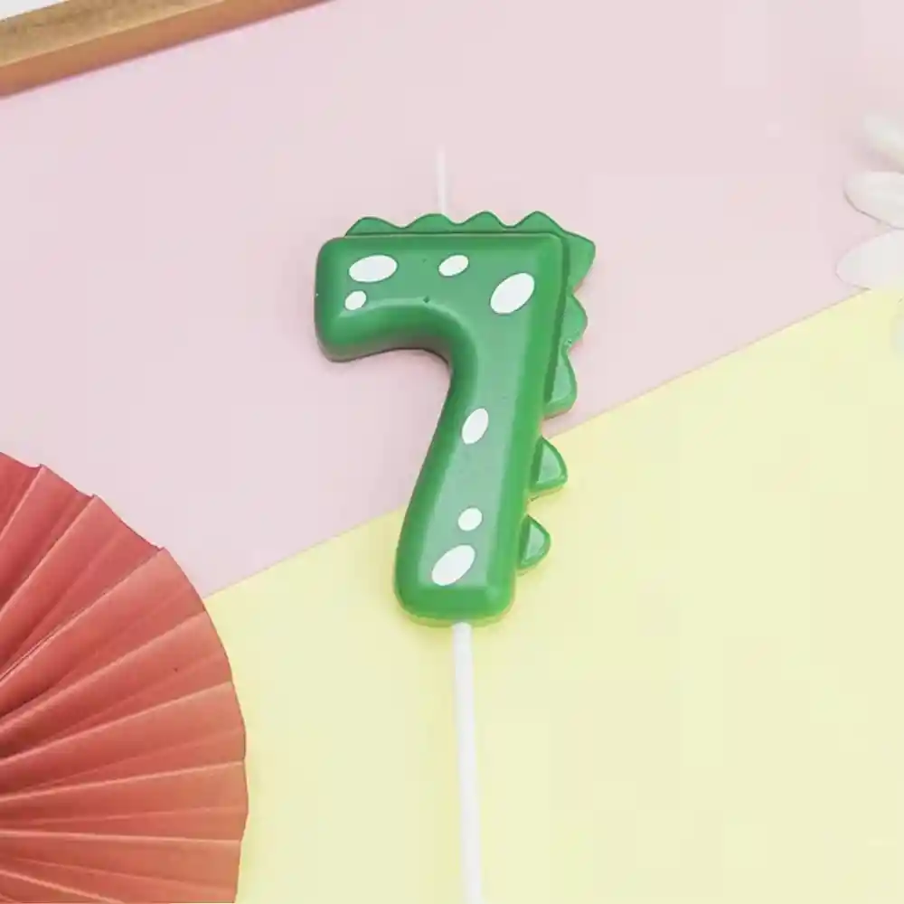 Vela De Cumpleaños De Dinosaurio Número 7