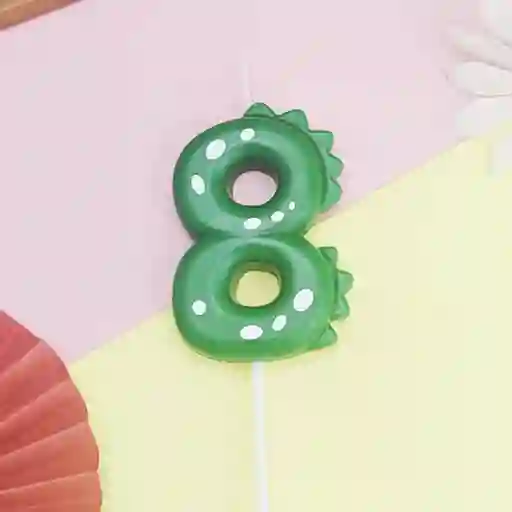 Vela De Cumpleaños De Dinosaurio Número 8